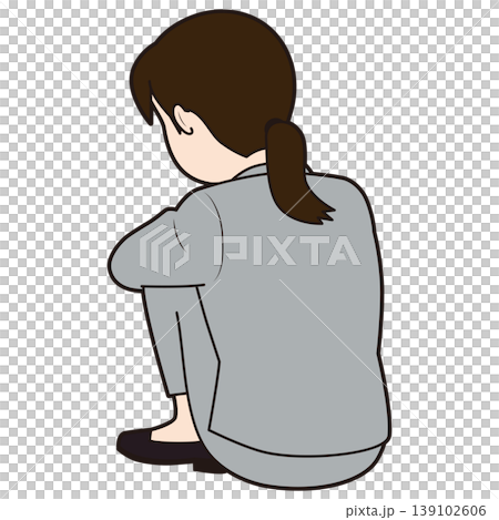 一位女企業家抱著膝蓋 一位女企業家抱著膝蓋 139102606