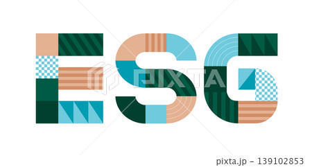 ESG typography with geometric color blocks in green beige and sky blue ESG typography with geometric color blocks in green beige and sky blue 139102853