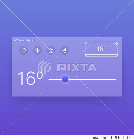 Air conditioner control interface with temperature slider modern design 139103138