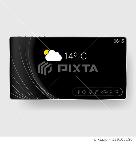 Tablet home screen interface with weather widget minimalist design Tablet home screen interface with weather widget minimalist design 139103150