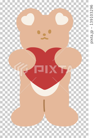 Illustration of cute teddy bear holding red heart for plush toy, kid doll, kids, childhood, youth, standee, Valentine's Day, animal, sticker, card, cartoon character, comic, mascot, zoo, patch, pin Illustration of cute teddy bear holding red heart for plush toy, kid doll, kids, childhood, youth, standee, Valentine's Day, animal, sticker, card, cartoon character, comic, mascot, zoo, patch, pin 139103296