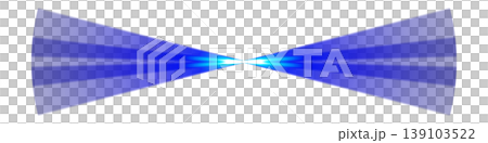 Blue bow tie-shaped rays of light on a transparent background 139103522