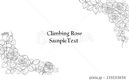 手描きのバラの花の線画フレームイラスト 手描きのバラの花の線画フレームイラスト 139103656