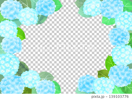 水彩風格繡球花畫框 - 藍色 139103776
