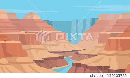 Hidden Channel Grand Canyon Flat Design Illustration Hidden Channel Grand Canyon Flat Design Illustration 139103783