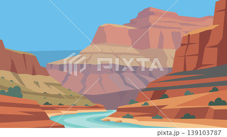 Desert Curve Grand Canyon Flat Design Illustration Desert Curve Grand Canyon Flat Design Illustration 139103787