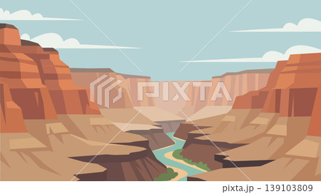 Ancient Route Grand Canyon Flat Design Illustration 139103809