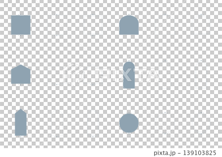 Geometric Shape Set: Arch, House, Circle, and Square Shapes - Fill, Line, and Double Line Variations - Dull Blue Geometric Shape Set: Arch, House, Circle, and Square Shapes - Fill, Line, and Double Line Variations - Dull Blue 139103825