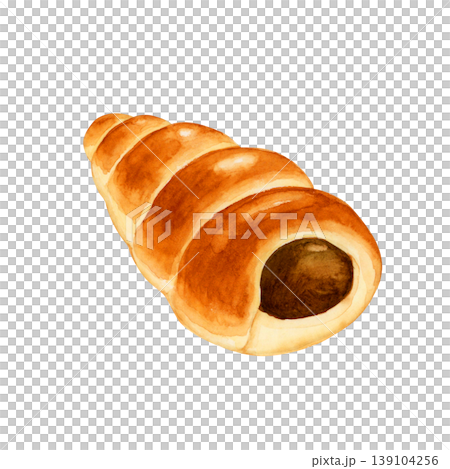 Chocolate cornet pastry, bakery, watercolor illustration Chocolate cornet pastry, bakery, watercolor illustration 139104256