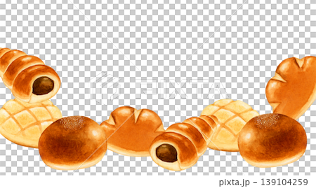 甜麵包、麵包店、背景框、水彩插圖 139104259