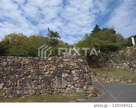 淡路島・洲本城跡に残る野面積みの石垣、新緑に包まれた歴史遺構 淡路島・洲本城跡に残る野面積みの石垣、新緑に包まれた歴史遺構 139104322