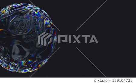 3D iridescent bubble on dark background. 3D iridescent bubble on dark background. 139104725