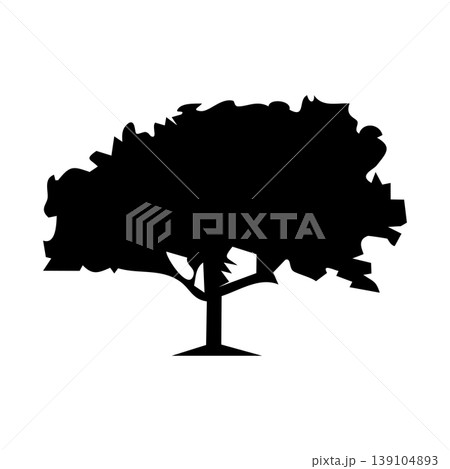 Hand drawn tree silhouette on white background 139104893