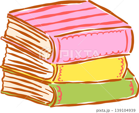 Preppy Pastel Bookish Colorful Books Stacked Whimsical Hand Drawn Preppy Pastel Bookish Colorful Books Stacked Whimsical Hand Drawn 139104939