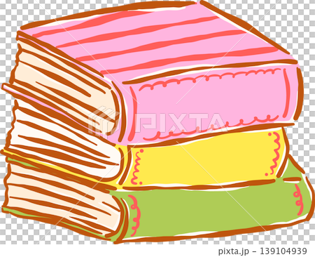 Preppy Pastel Bookish Colorful Books Stacked Whimsical Hand Drawn Preppy Pastel Bookish Colorful Books Stacked Whimsical Hand Drawn 139104939