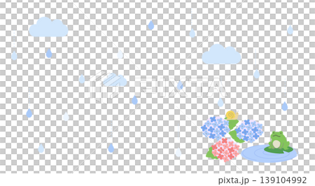 Rainy season background illustration, rainy season banner, rain, rainy season material, rainy day, frame, raindrops, frog, umbrella 139104992