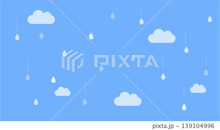 梅雨の背景イラスト　梅雨バナー　雨　梅雨素材　雨の日　フレーム　水滴　蛙　傘　　 139104996