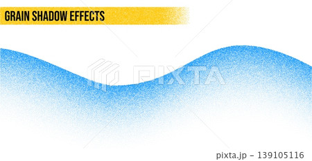 Blue noise grain dots wave background. Smooth flowing stipple texture wave with gradient grain shadow effect. Vector noise grain wave for modern graphic design background, poster and art print Blue noise grain dots wave background. Smooth flowing stipple texture wave with gradient grain shadow effect. Vector noise grain wave for modern graphic design background, poster and art print 139105116