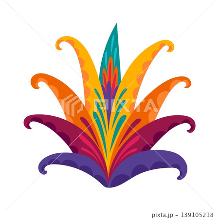 Mexican ethnic traditional graphic flower element with long curly leaf or petal. Latin American culture flower element, Hispanic floral vector decoration. Mexican ethnic plant isolated object Mexican ethnic traditional graphic flower element with long curly leaf or petal. Latin American culture flower element, Hispanic floral vector decoration. Mexican ethnic plant isolated object 139105218
