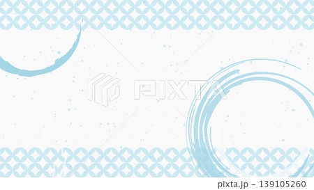 和柄(七宝)と筆書きの背景 白背景 和柄(七宝)と筆書きの背景 白背景 139105260