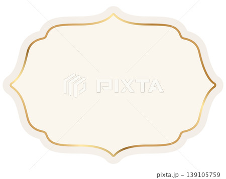 Elegant gold label frame for luxury badge and sticker design. Ramadan vintage badge template. Islamic vector design element with ornamental golden pattern frame 139105759