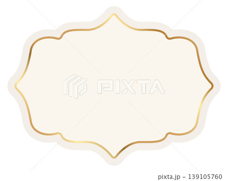 Vintage Muslim badge with decorated golden border. Elegant label and badge shape for certificate, wedding invitation. Template for patch, insignias, overlay. Vector illustration Vintage Muslim badge with decorated golden border. Elegant label and badge shape for certificate, wedding invitation. Template for patch, insignias, overlay. Vector illustration 139105760