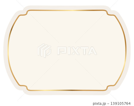 Luxury ivory label with golden border. Ornate classic frame for elegant cosmetics packaging, romantic wedding invitations, vintage boutique logos. Vector design template with blank space Luxury ivory label with golden border. Ornate classic frame for elegant cosmetics packaging, romantic wedding invitations, vintage boutique logos. Vector design template with blank space 139105764