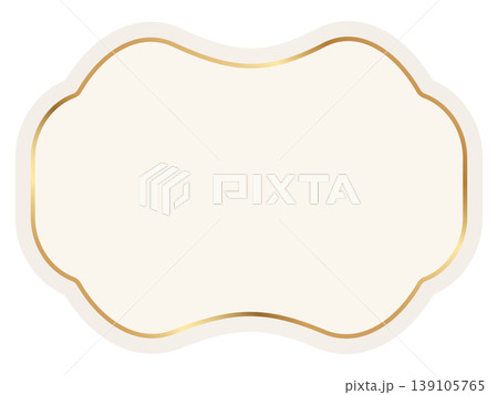 Vintage beige frame with golden border. Ornamental label frame, elegant retro badge with decorative border for handmade branding and rustic packaging. Vector template with blank space Vintage beige frame with golden border. Ornamental label frame, elegant retro badge with decorative border for handmade branding and rustic packaging. Vector template with blank space 139105765