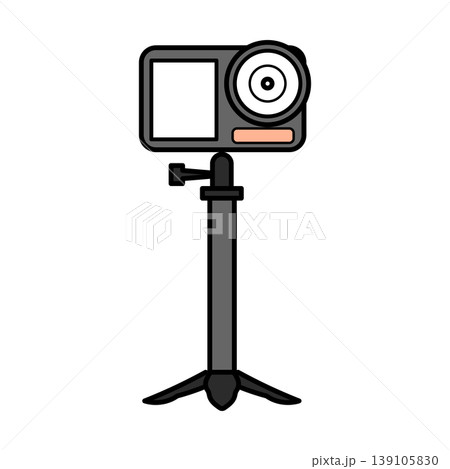 イラスト素材: 三脚に設置されたアクションカメラのベクターイラスト イラスト素材: 三脚に設置されたアクションカメラのベクターイラスト 139105830