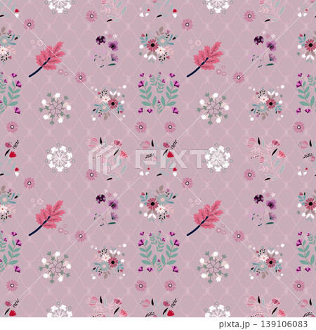 Floral seamless pattern, Flower chintz pattern seamless vector border print. Botanical batik background. Arabesque floral ornament motif for decoration fabric, women clothing, scarf, wallpaper design. 139106083
