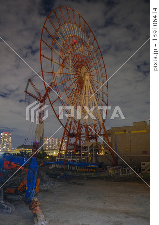 お台場 観覧車 夜景 解体工事 2022年9月 お台場 観覧車 夜景 解体工事 2022年9月 139106414