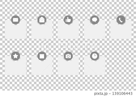 グレーのアイコンカードUIセット グレーのアイコンカードUIセット 139106443