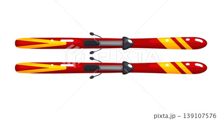 Red Yellow Skis Top View Cartoon Vector Clipart 139107576