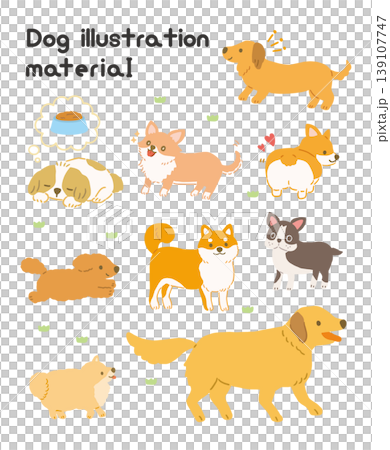 Cute illustrations of various dog breeds 139107747