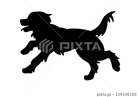 シルエット　走るゴールデンレトリーバー 139108100