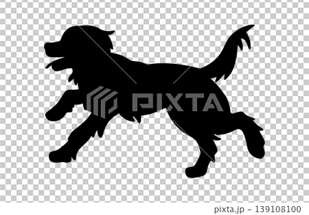 シルエット　走るゴールデンレトリーバー 139108100