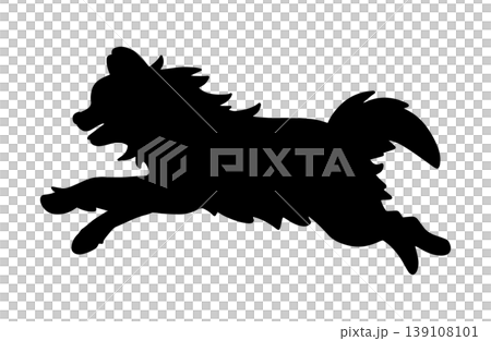 奔跑中的博美犬的剪影 奔跑中的博美犬的剪影 139108101