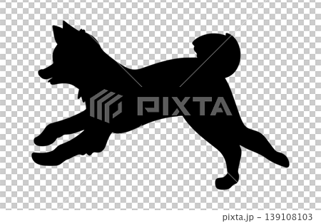 シルエット　走る柴犬 139108103