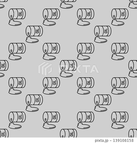 An overturned oil barrel vector seamless pattern in outline style An overturned oil barrel vector seamless pattern in outline style 139108158