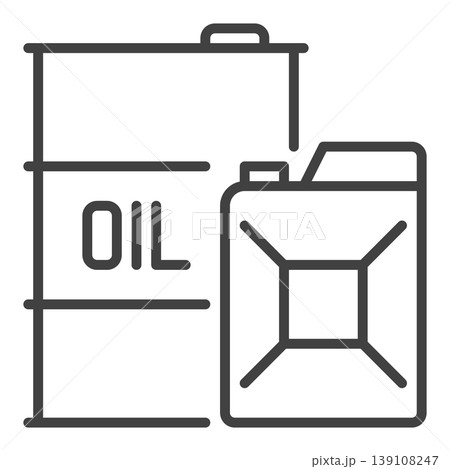 Oil barrel and canister vector icon or sign in outline style 139108247