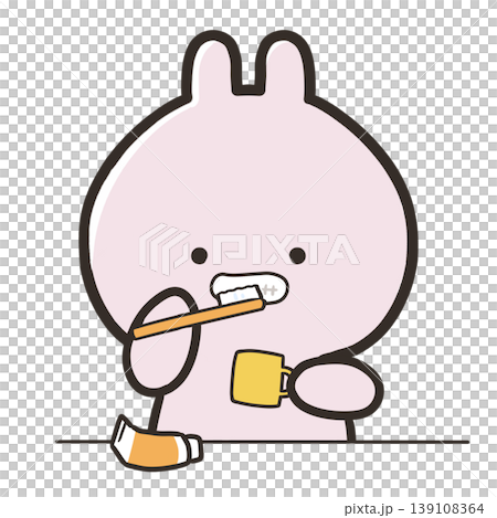Rabbit brushing teeth Rabbit brushing teeth 139108364