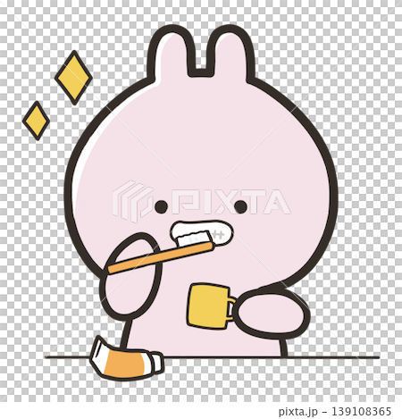 歯磨きをするうさぎ_キラキラ 139108365
