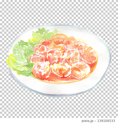 蝦辣椒水彩插圖 139108533