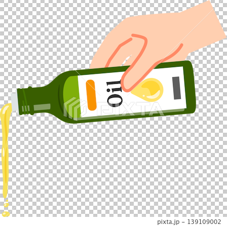 A hand tilting a bottle of cooking oil and pouring the oil. A hand tilting a bottle of cooking oil and pouring the oil. 139109002