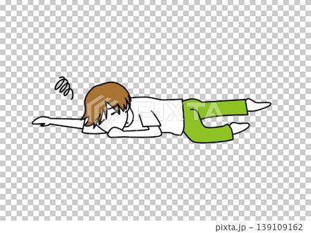疲れてうつ伏せで横になっている人 疲れてうつ伏せで横になっている人 139109162