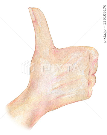 水彩イラスト　手描きイラスト　グッドサイン 139109176