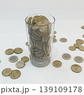 euro coins in a glass cup isolated on white background 139109178