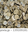 euro coins under gravity effect falling down 139109181