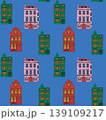 Vibrant House Illustration with Green, Pink, and Red Buildings 139109217
