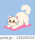 Cute Stretching Cat Illustration on a Pink Mat 139109220